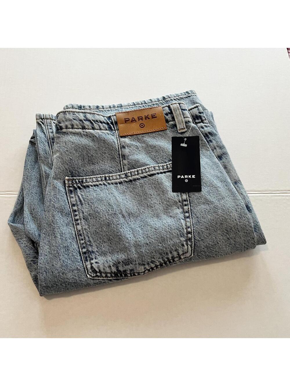Parke Target Women's Mid-Rise Drawstring Baggy Jeans Light Wash Size 14